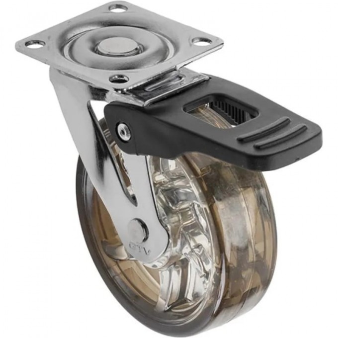 Колесико силиконовое коричневое с тормозом, FI-75 GTV KM-BH75MM-30